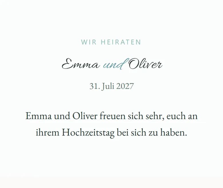 Eine AmoreInvite-Einladung im Look Coastal Pearl mit Grace