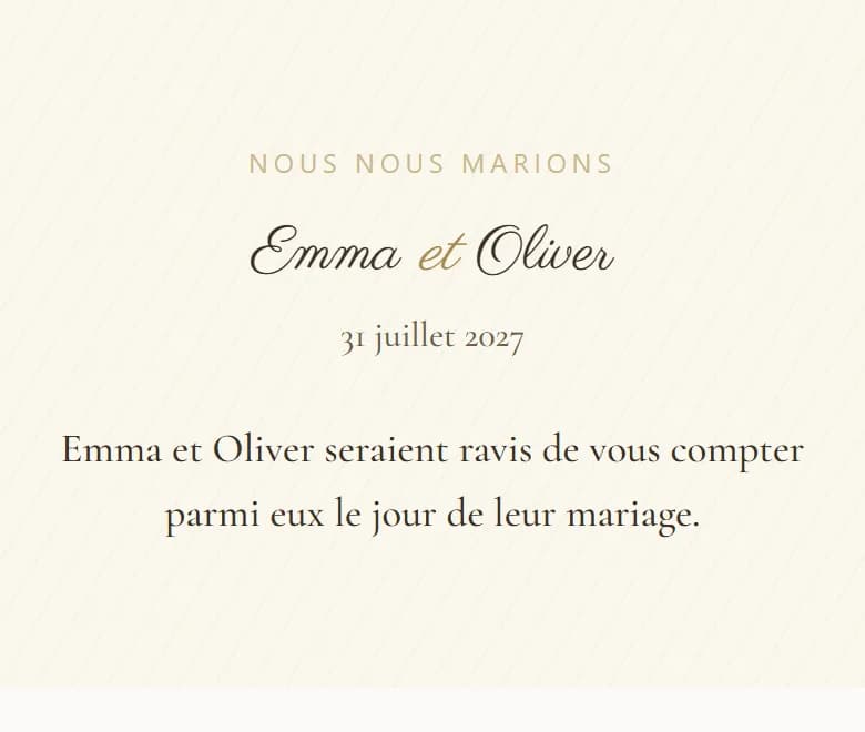 Une invitation AmoreInvite dans le style Champagne avec Sweetheart