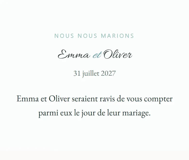 Une invitation AmoreInvite dans le style Coastal Pearl avec Grace