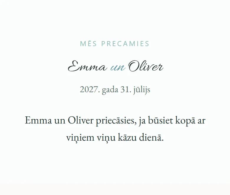 AmoreInvite ielūgums izskatā „Piekrastes pērle ar Grace“