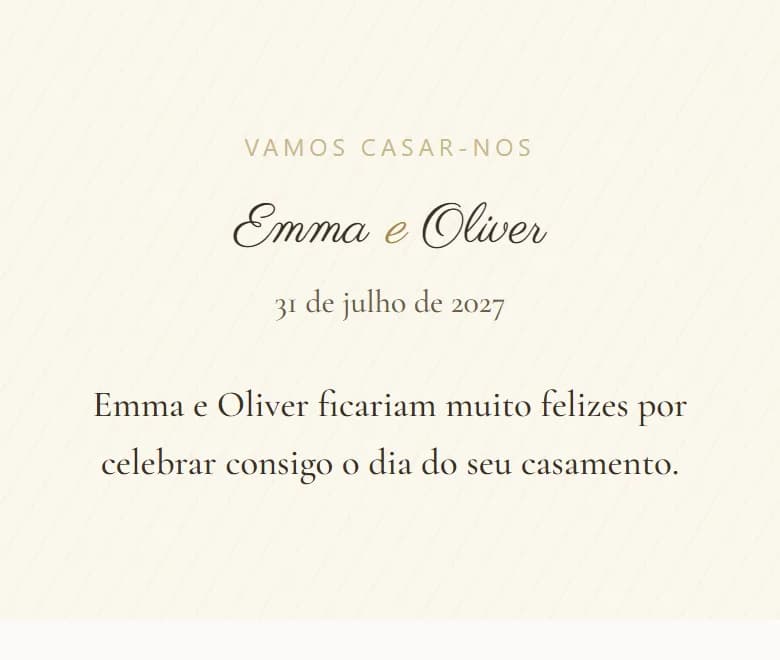 Um convite AmoreInvite com o estilo Champagne com Sweetheart