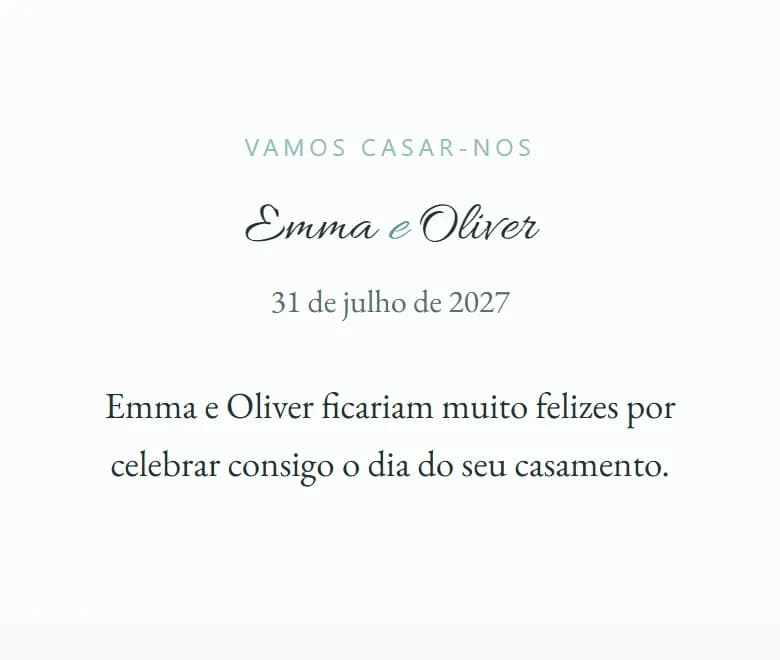 Um convite AmoreInvite com o estilo Coastal Pearl com Grace