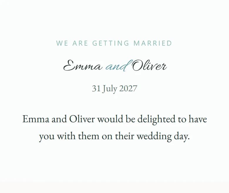 An AmoreInvite invitation in the Coastal Pearl with Grace look