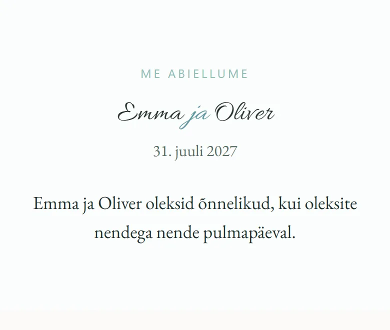 AmoreInvite’i kutse välimusega „Rannapärl Grace’iga“